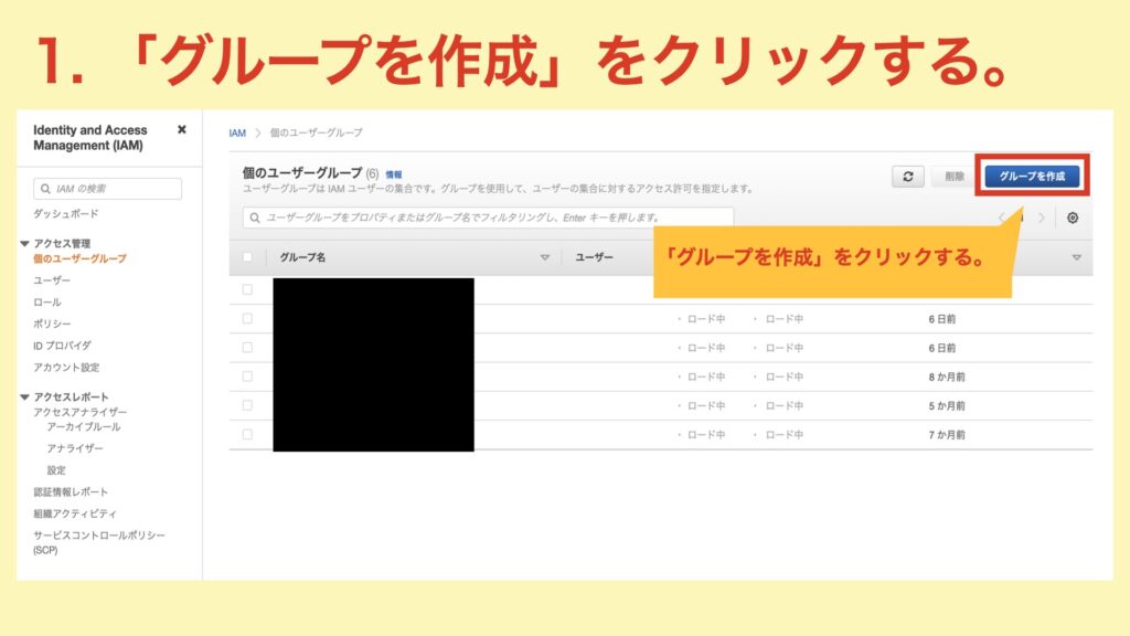 IAMグループ作成手順01