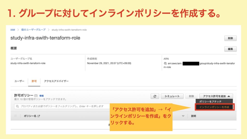 IAMポリシー作成手順01
